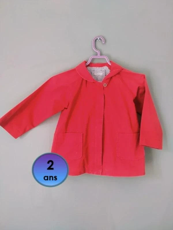 🌈 Parka, coupe-vent rouge avec capuche Bout'chou bébé Fille 2ans /86cm